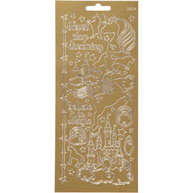 Stickers, unicorn, sheet 10x23 cm, gold, 1 sheet [HOB-170258]