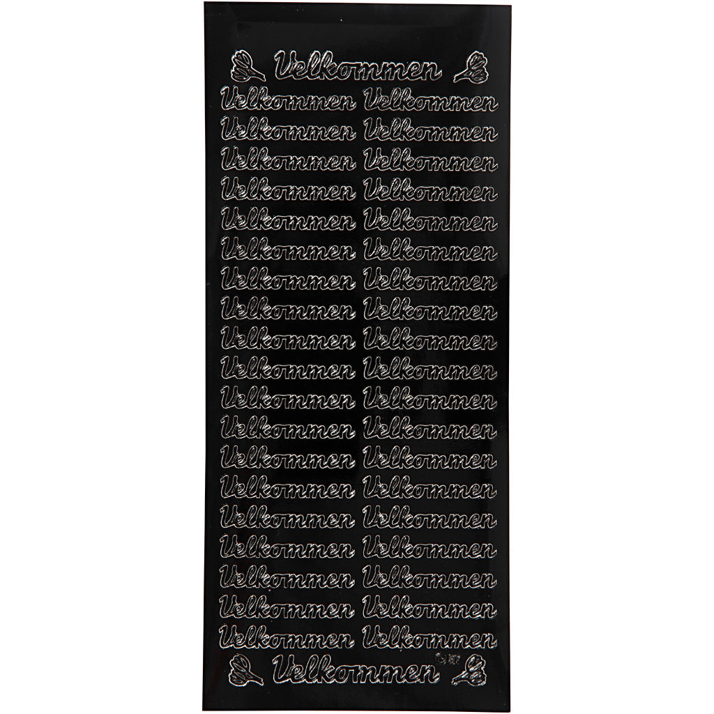 Stickers, velkommen, sheet 10x23 cm, black, 1 sheet [HOB-170260]