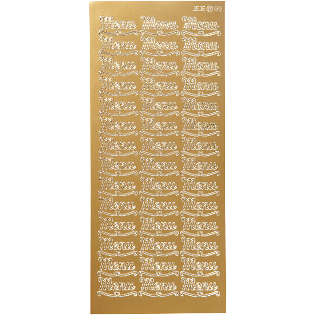 Stickers, menu, sheet 10x23 cm, gold, 1 sheet [HOB-170264]