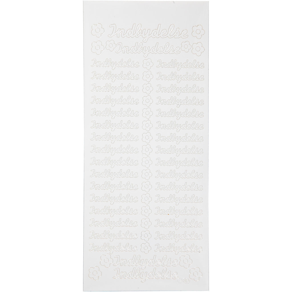 Stickers, indbydelse, sheet 10x23 cm, white, 1 sheet [HOB-170266]
