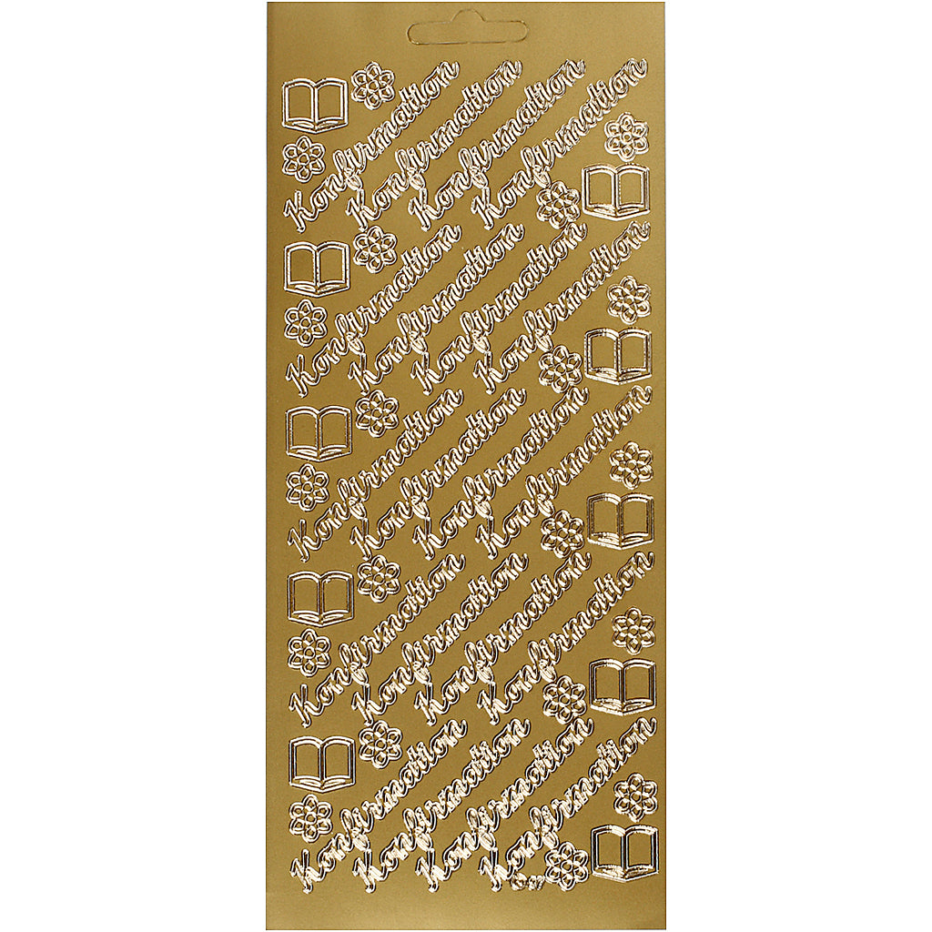 Stickers, konfirmation, sheet 10x23 cm, gold, 1 sheet [HOB-170276]