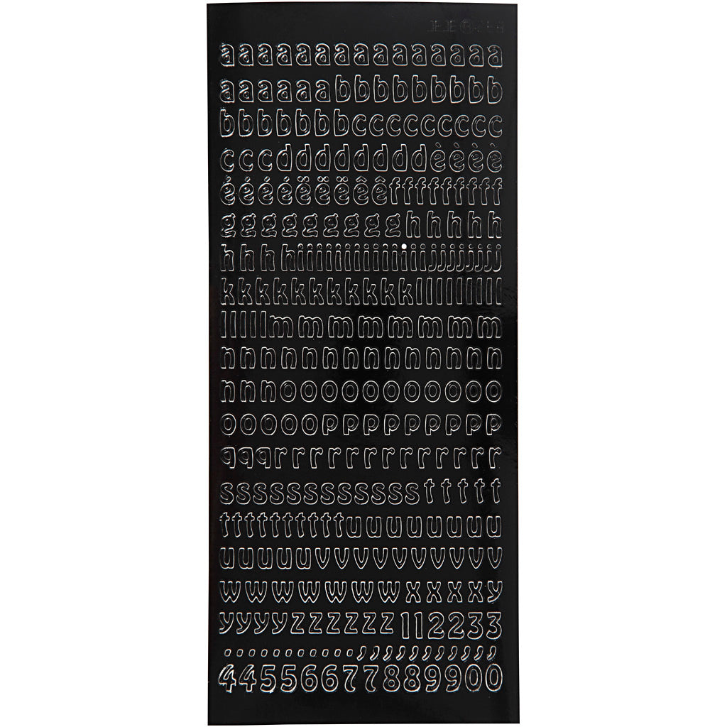Stickers, small letters, lower case, sheet 10x23 cm, black, 1 sheet [HOB-170290]