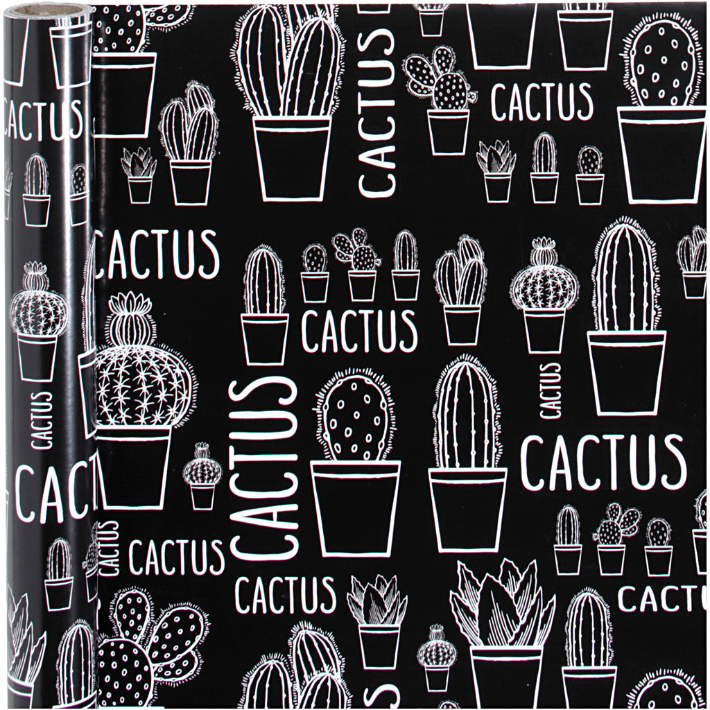 Gift wrap, cactus, W: 50 cm, 80 g, 5 m/ 1 roll [HOB-192010]