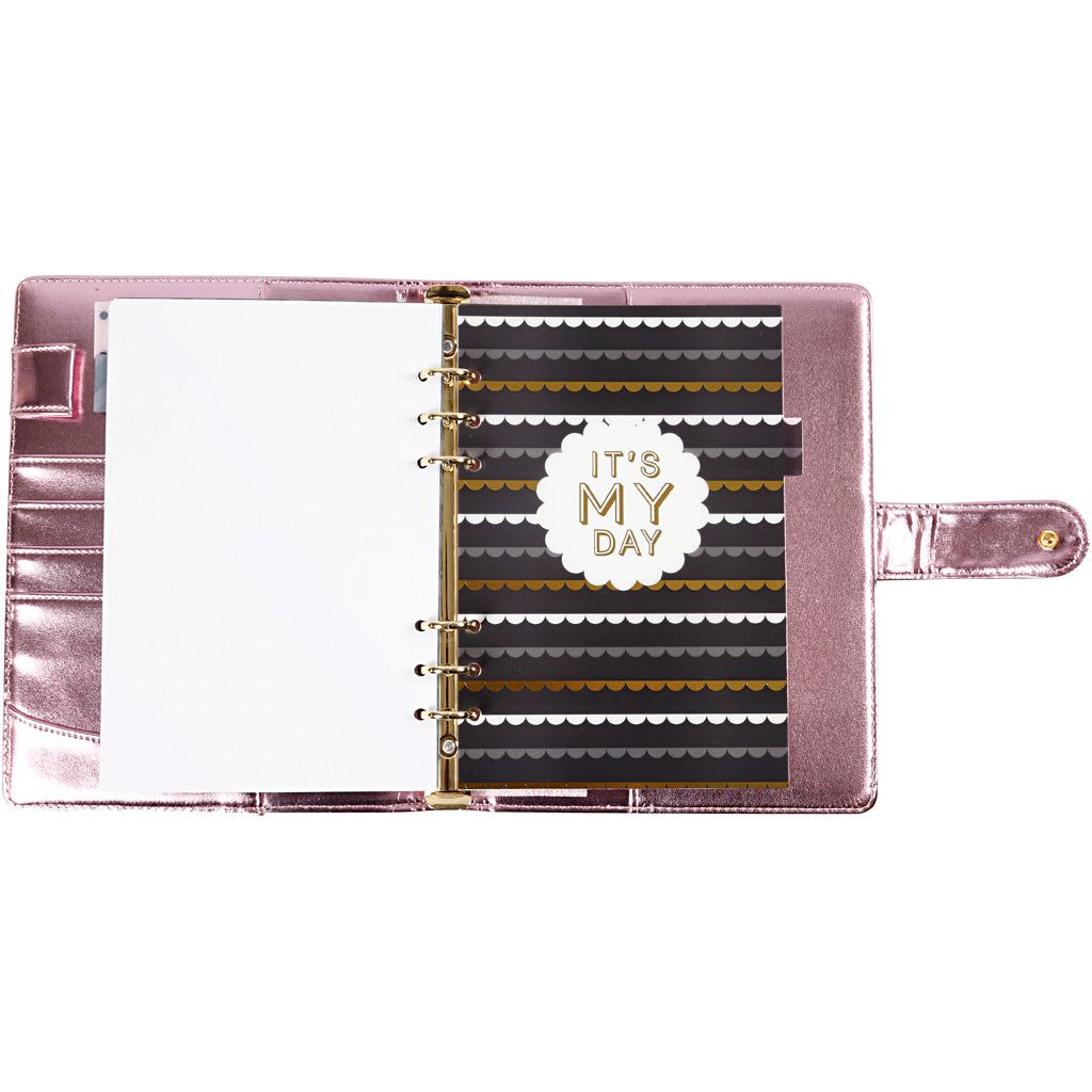 Planner, size 19x23,5x4 cm, ring folder, rose, 1 pc [HOB-192648]