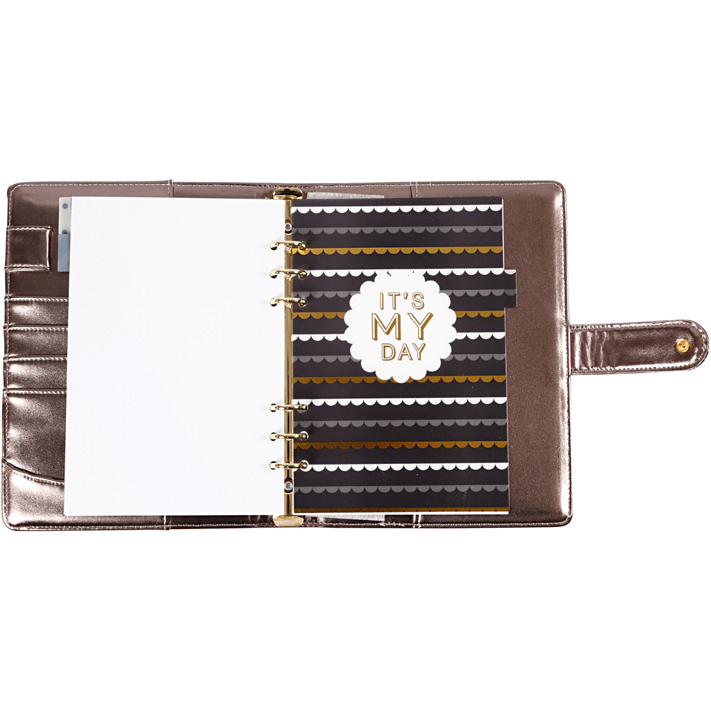 Planner, dark grey metallic, size 19x23,5x4 cm, ring folder, 1 pc [HOB-192649]
