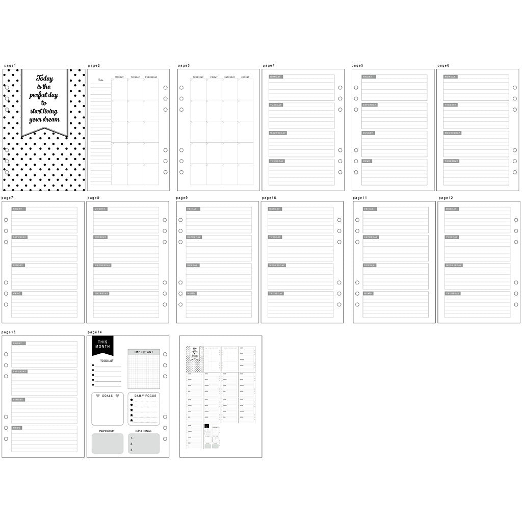 Calender pages, size 142x210 mm, Number of pages 7, 120 g, white, 1 pc [HOB-192654]