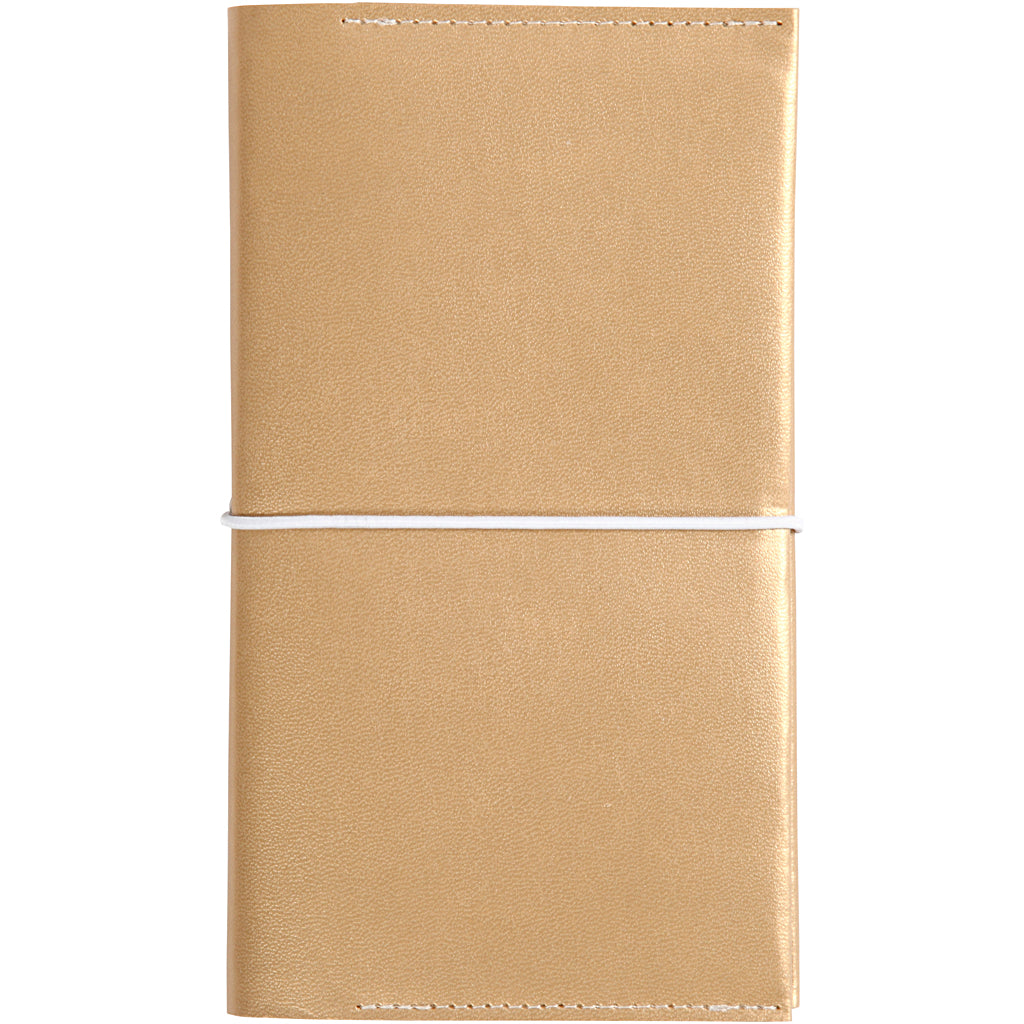 Planner, size 10x18x1,5 cm, elastic closure, gold, 1 pc [HOB-192669]
