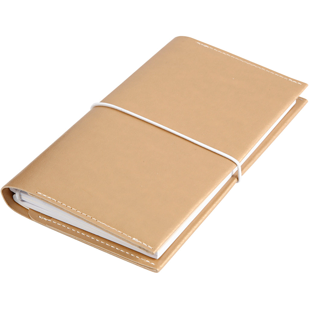 Planner, size 10x18x1,5 cm, elastic closure, gold, 1 pc [HOB-192669]