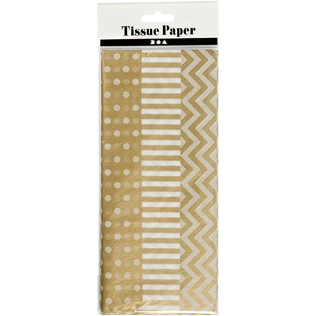 Tissue Paper, sheet 50x70 cm, 17 g, gold, 6 sheet/ 1 pack [HOB-200894]