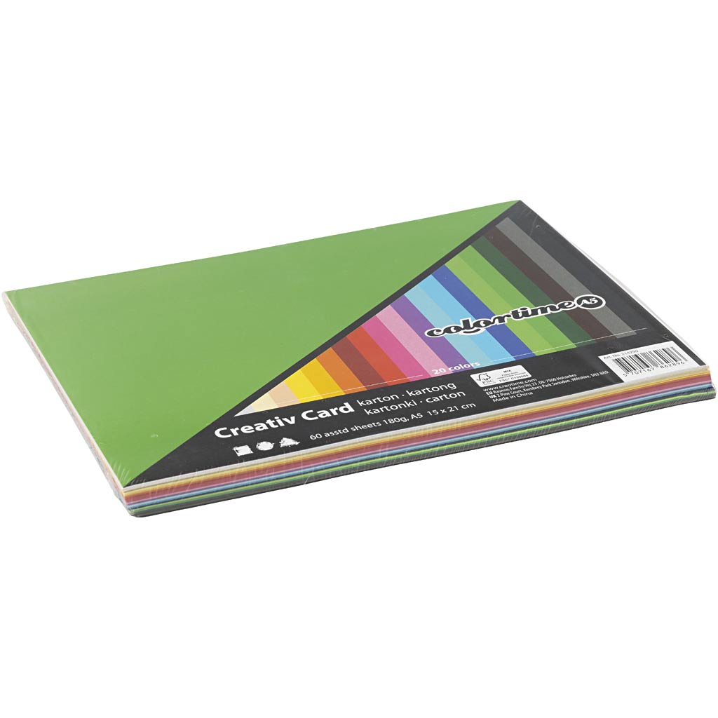 Creative Card, A5 148x210 mm, 180 g, asstd colours, 60mixed sheets [HOB214250]