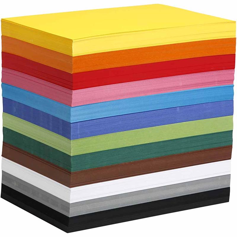 Coloured Card, A4, sheet 210x297 mm, 180 g, assorted colours, 1200 ass sheets