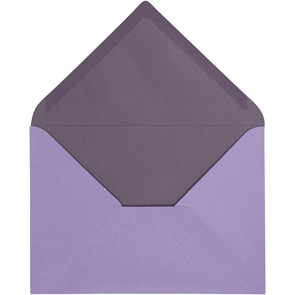 Envelope, envelope size 11,5x16 cm, 100 g, dark lilac/lilac, 10 pc