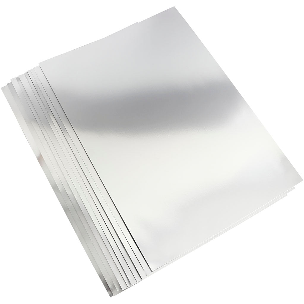 Metallic Foil Card, A2, sheet 420x594 mm, 280 g, silver, 10 sheet/ 1 pack [HOB-220860]