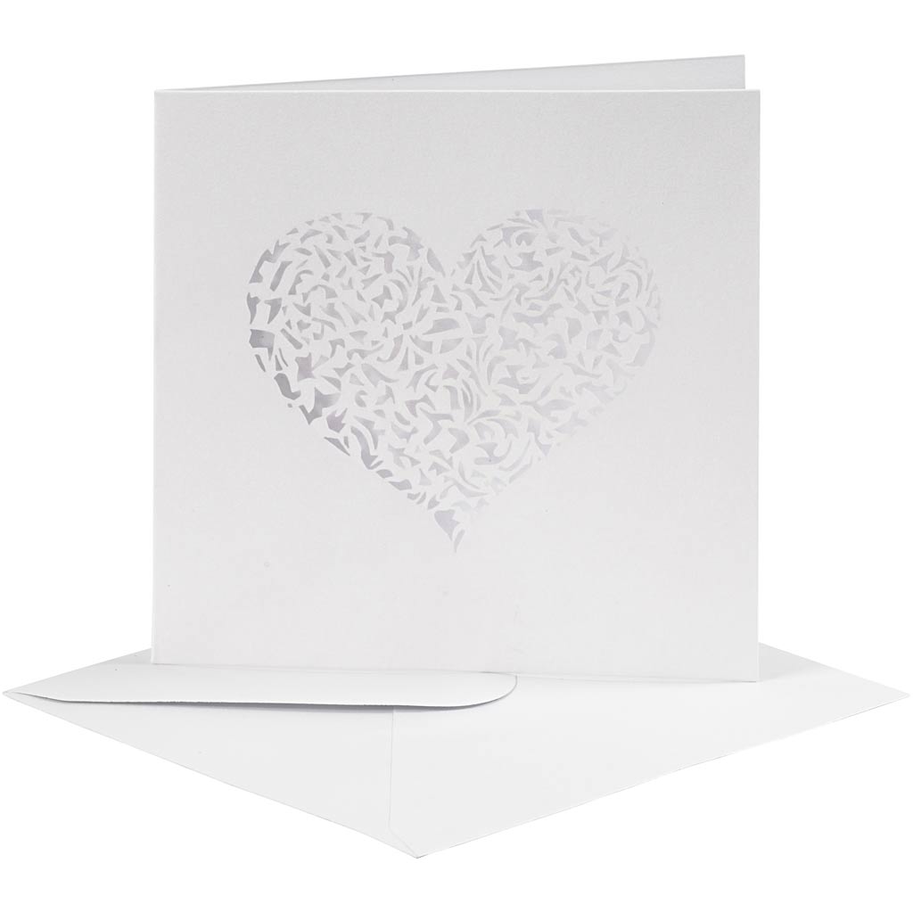 Card & Envelope, card size 13,5x13,5 cm, envelope size 14,5x14,5 cm, 240+110 g, white, 5 set