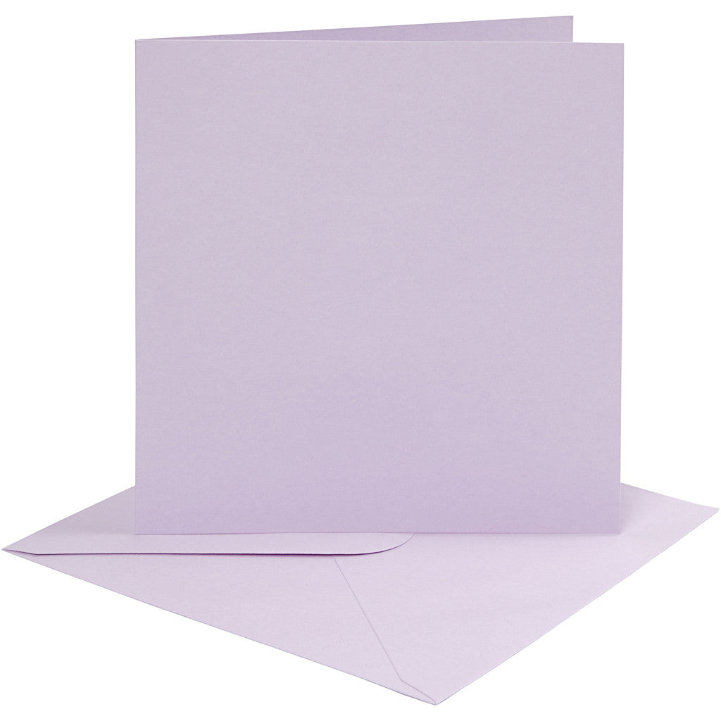 Cards and envelopes, card size 15,2x15,2 cm, envelope size 16x16 cm, 210 g, light lilac, 4 set/ 1 pack [HOB-230543]