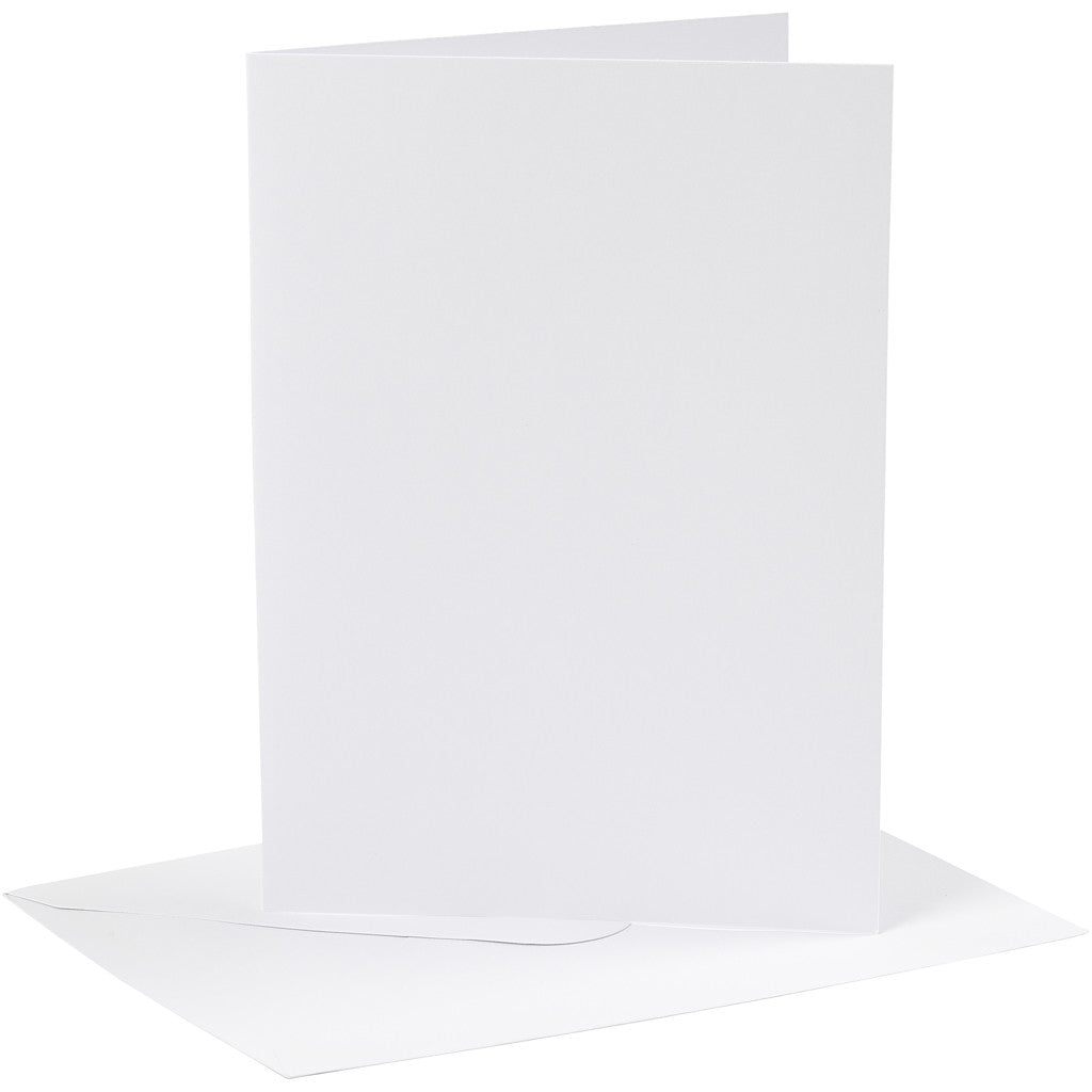 Cards and envelopes, card size 12,7x17,8 cm, envelope size 13,3x18,5 cm, 230 g, white, 4 set/ 1 pack [HOB-230561]