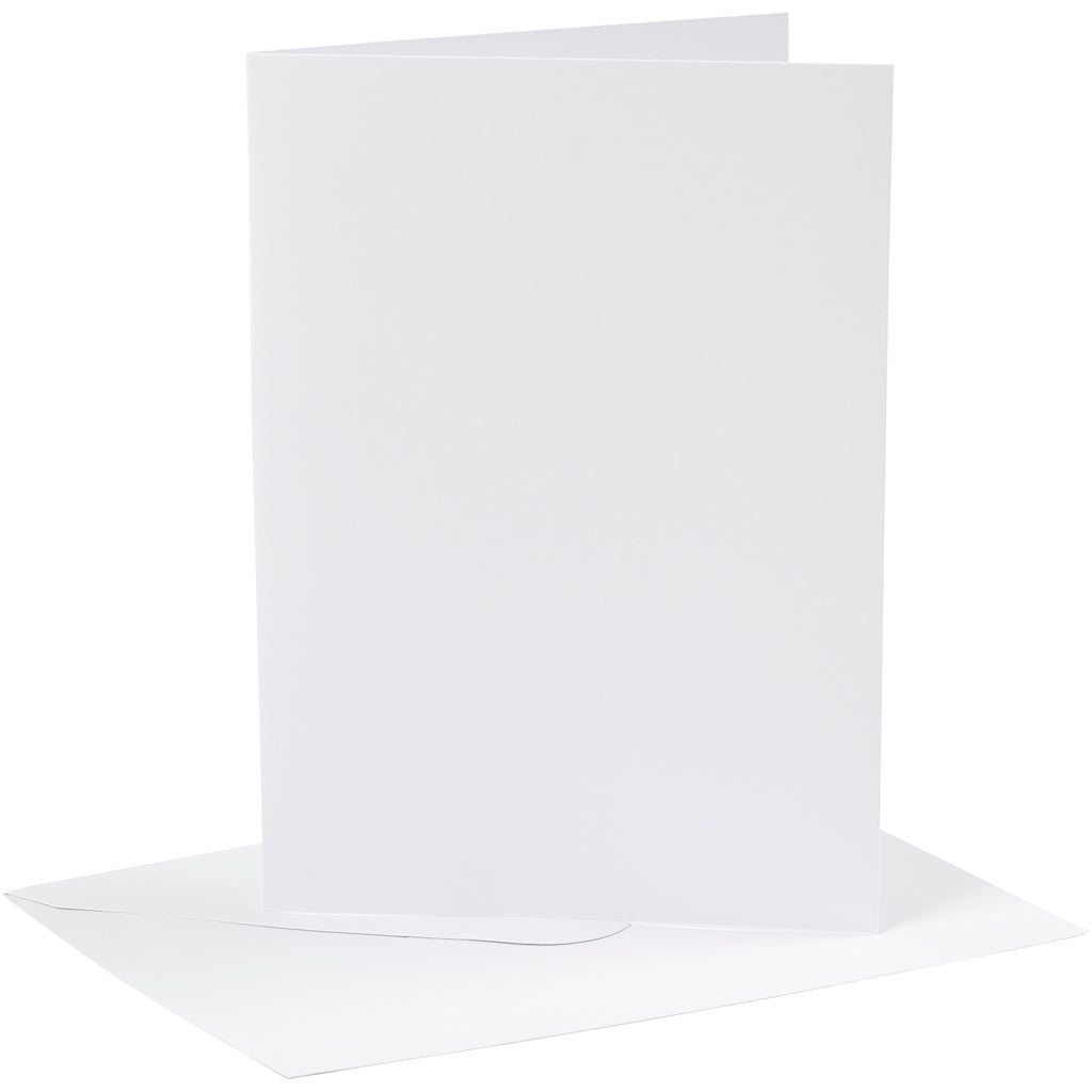 Cards and envelopes, card size 12,7x17,8 cm, envelope size 13,3x18,5 cm, 230 g, white, 4 set