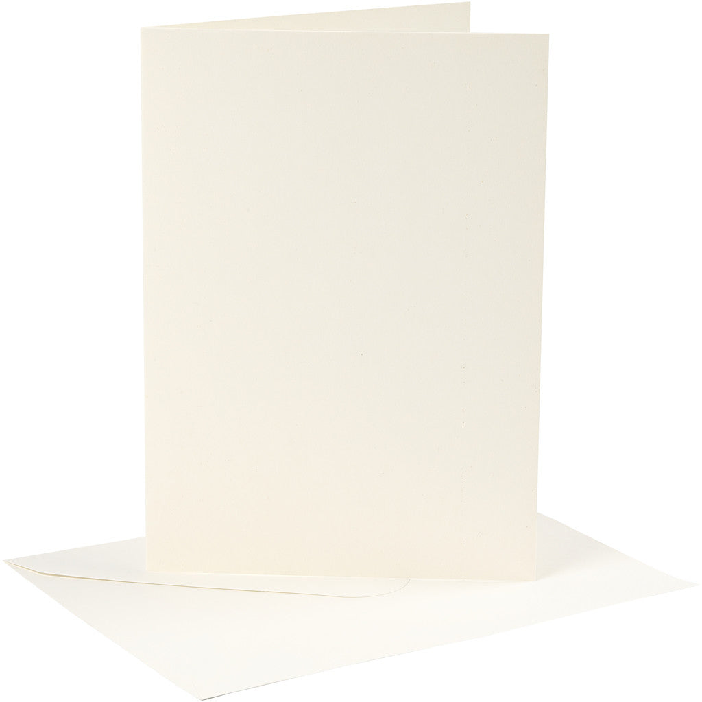Cards and envelopes, card size 12,7x17,8 cm, envelope size 13,3x18,5 cm, 220 g, off-white, 4set/ 1 pack [HOB-230562]