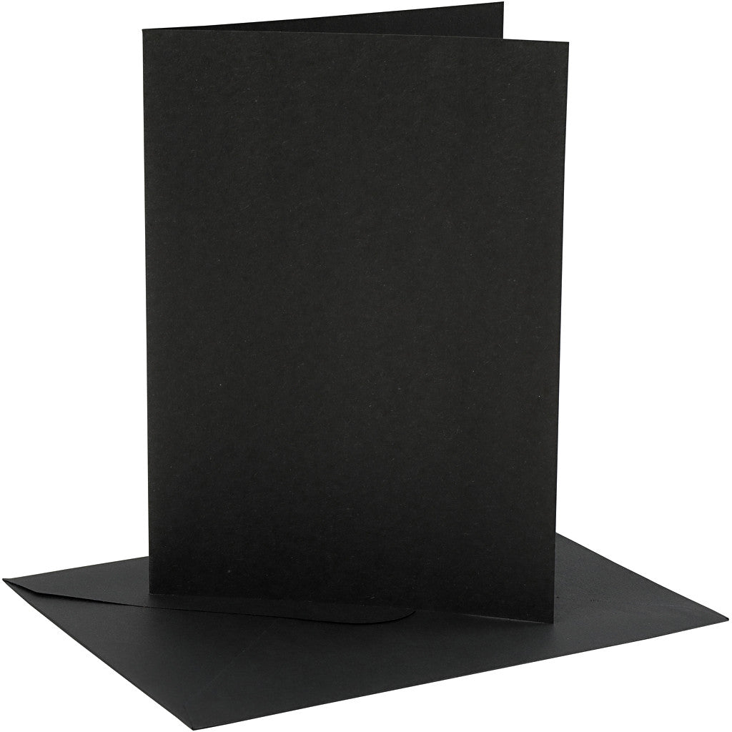 Cards and envelopes, card size 12,7x17,8 cm, envelope size 13,3x18,5 cm, 230 g, black, 4 set/ 1 pack [HOB-230567]