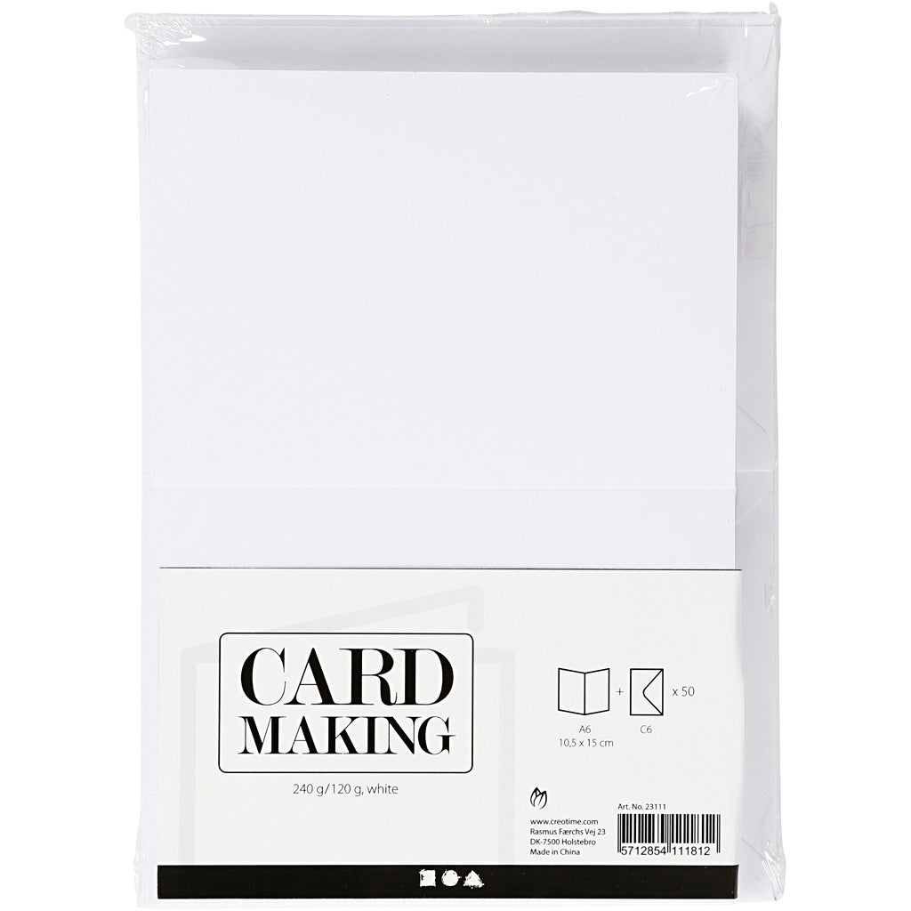 Cards and Envelopes, card size 10.5x15 cm, envelope size 11.5x16.5 cm, white, 50sets [HOB23111]