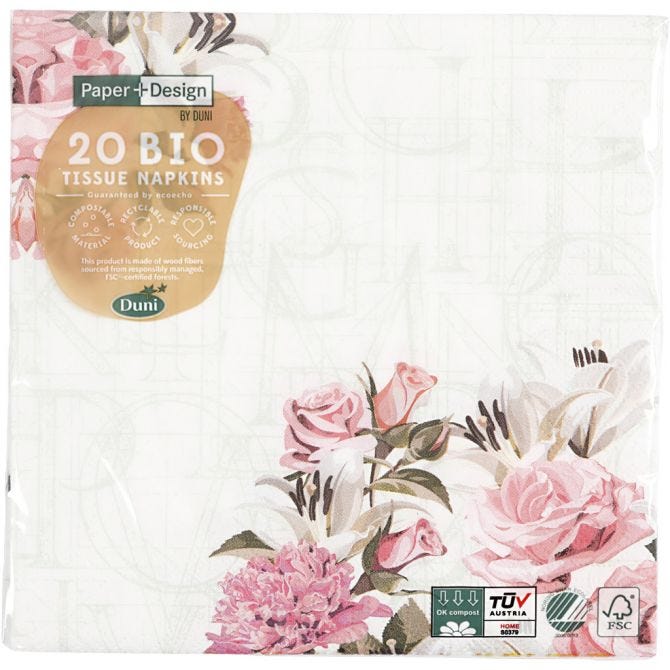 Napkins, Roses, size 33x33 cm, 20 pc/ 1 pack [HOB-234732]