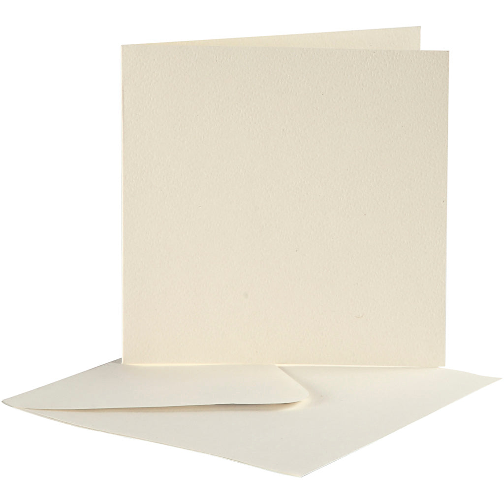 Cards And Envelopes, card size 12,5x12,5 cm, envelope size 13,5x13,5 cm, off-white, 10 set