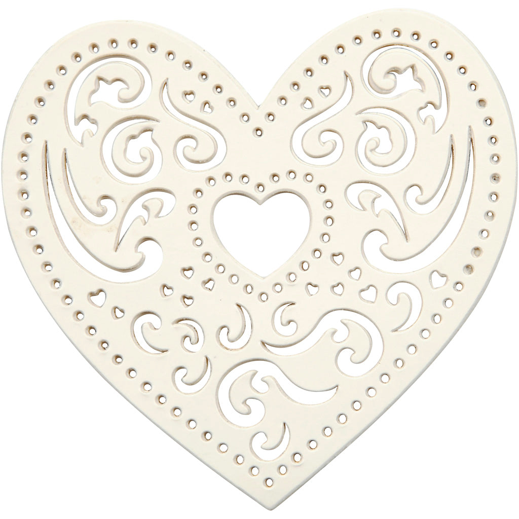 Filigree Heart, W: 7,5 cm, 250 g, white, 18 pc
