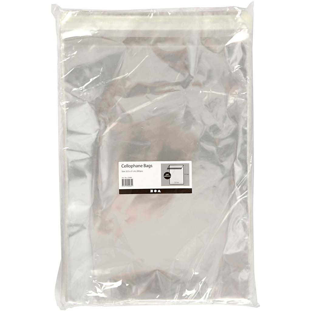 Cellophane Bag, W: 22.5 cm, H: 31.2 cm, 200pcs, 25 micron [HOB23994]