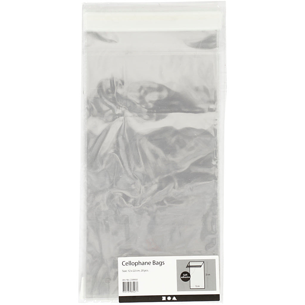 Cellophane Bag, H: 22 cm, W: 12 cm, thickness 25 my, 20 pc/ 1 pack [HOB-239950]
