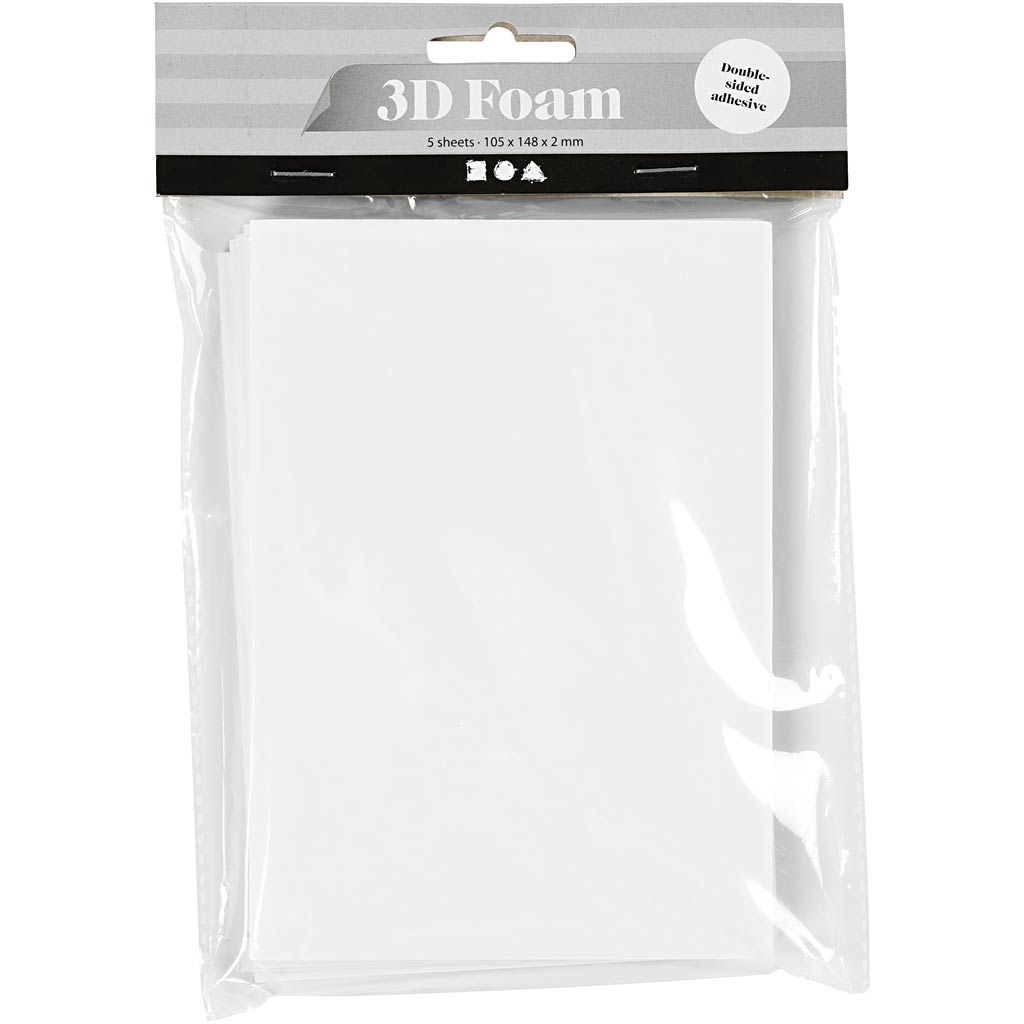 3D Foam Pads, A6, sheet 105x148 mm, thickness 2 mm, white, 5 sheet/ 1 pack [HOB-24659]
