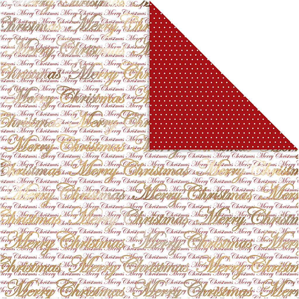Design Paper, Merry Christmas and dots, sheet 30,5x30,5 cm, 180 g, gold, 3 sheet