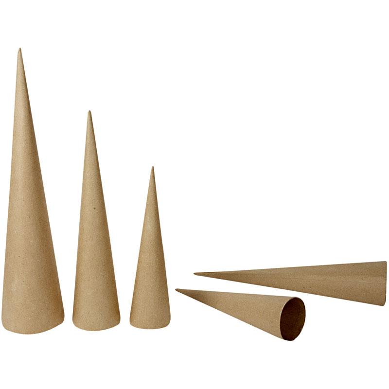 Tall Cones, H: 30-40-50 cm, dia. 8-9-11,5 cm, 3 pc/ 1 pack [HOB-265040]