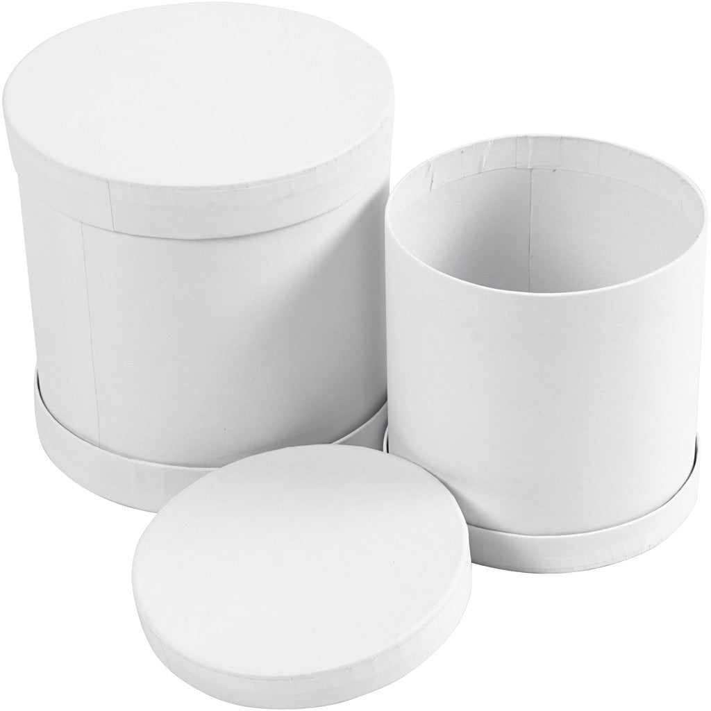 Drum Boxes, H: 11+13 cm, dia. 11+13 cm, white, 1 set [HOB-26804]