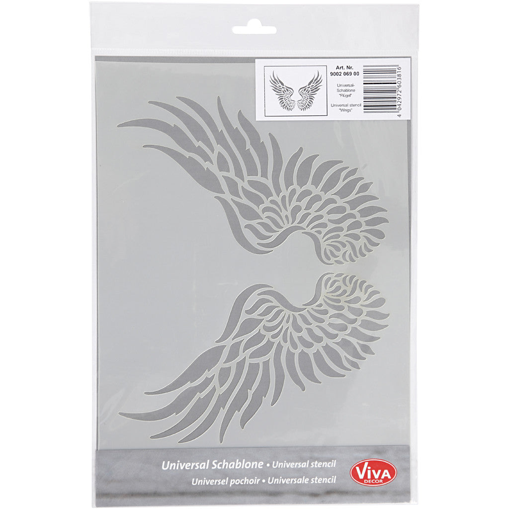 Stencil , wings, A4, sheet 210x297 mm, 1 pc [HOB-26970]