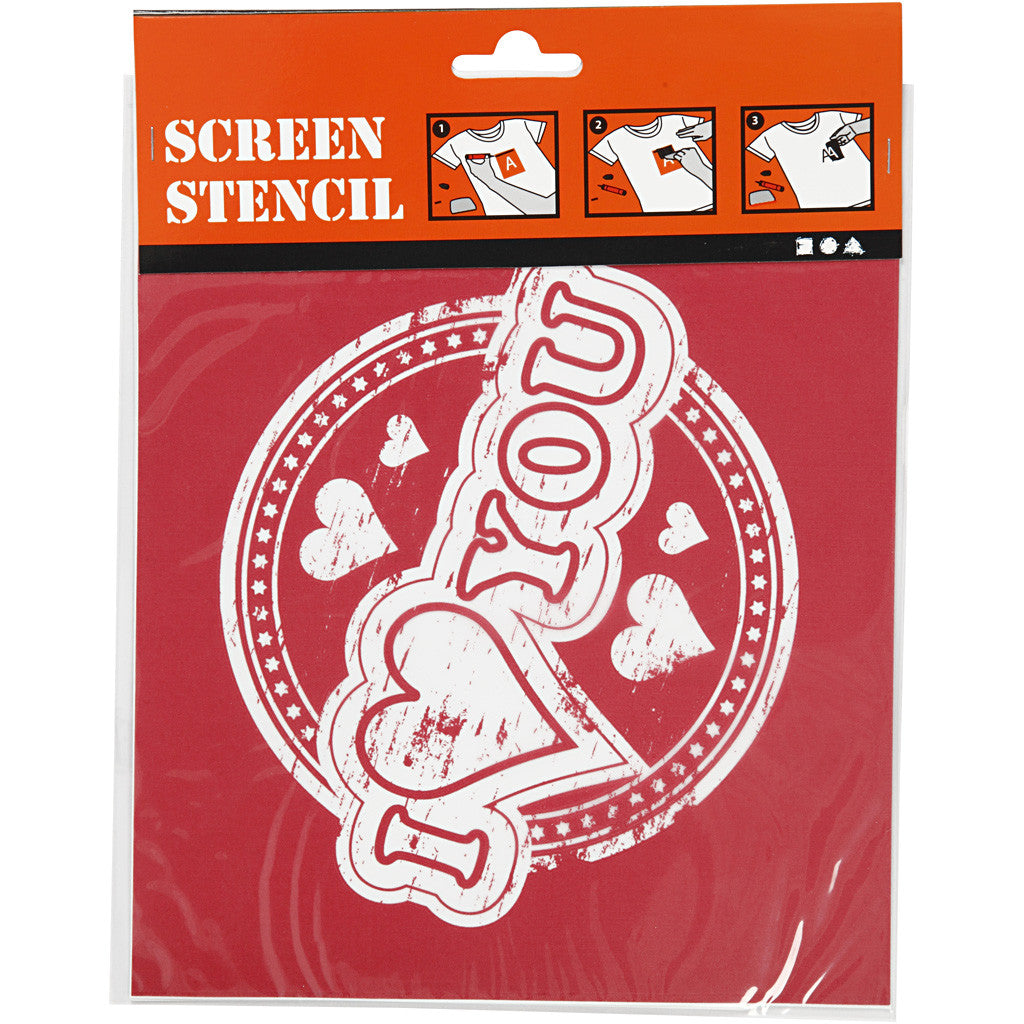 Screen Stencils, I love you, sheet 20x22 cm, 1 sheet [HOB-27061]