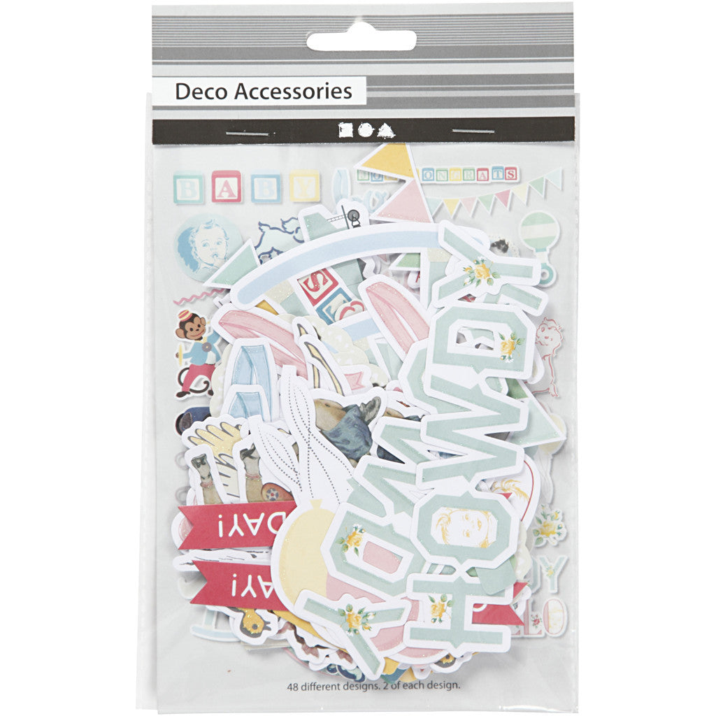 Gift Tags, baby, size 15-125 mm, 120 g, 48x2 pc/ 1 pack [HOB-27074]