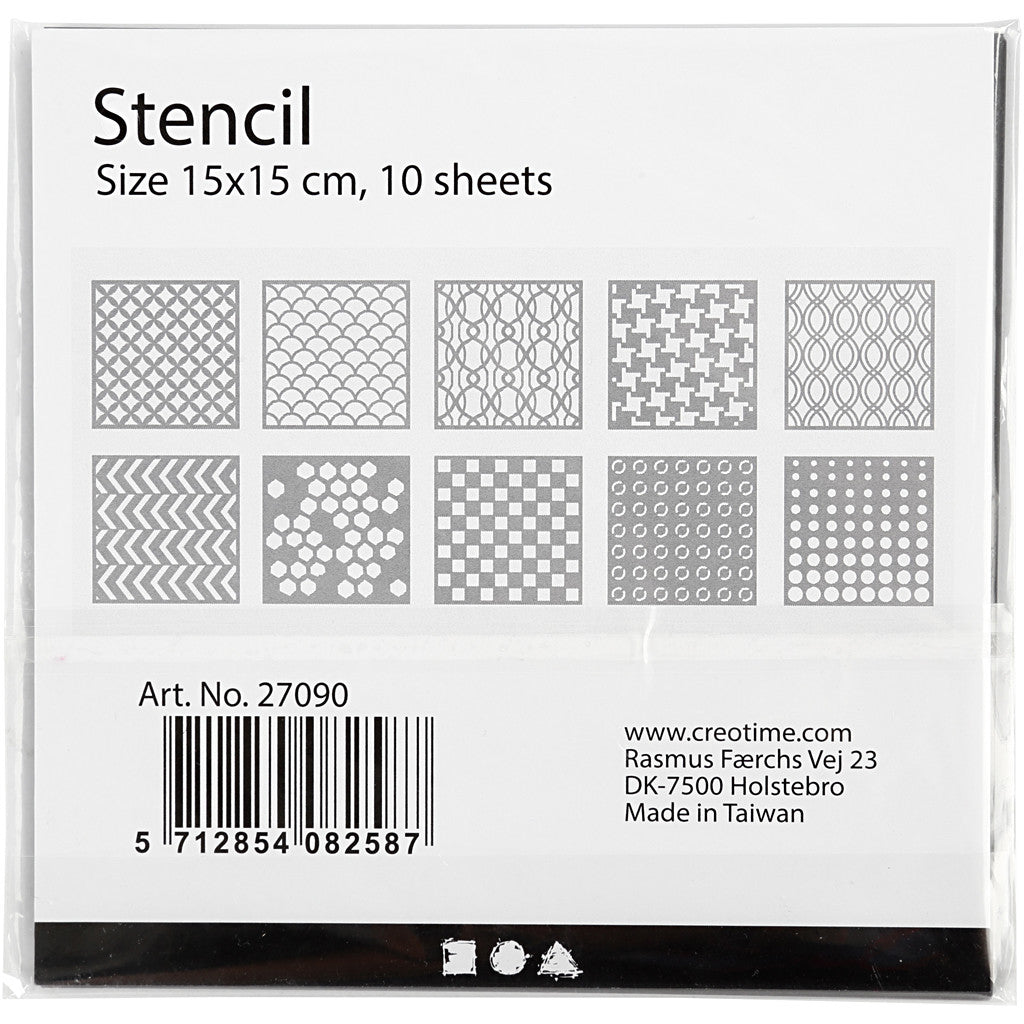 Stencil, size 15x15 cm, thickness 0,31 mm, 10 sheet/ 1 pack [HOB-27090]