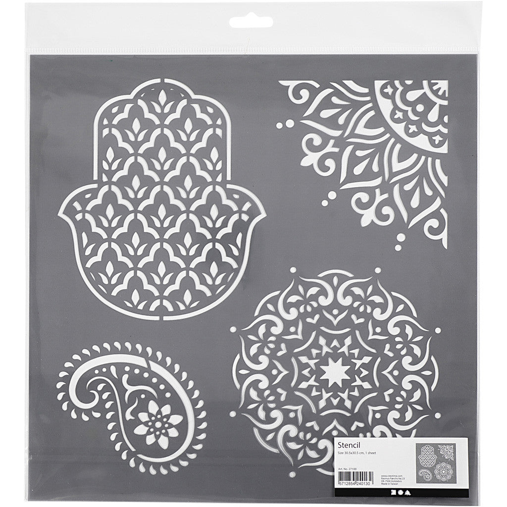 Stencil, ethnic motives, size 30,5x30,5 cm, thickness 0,31 mm, 1 sheet [HOB-27100]