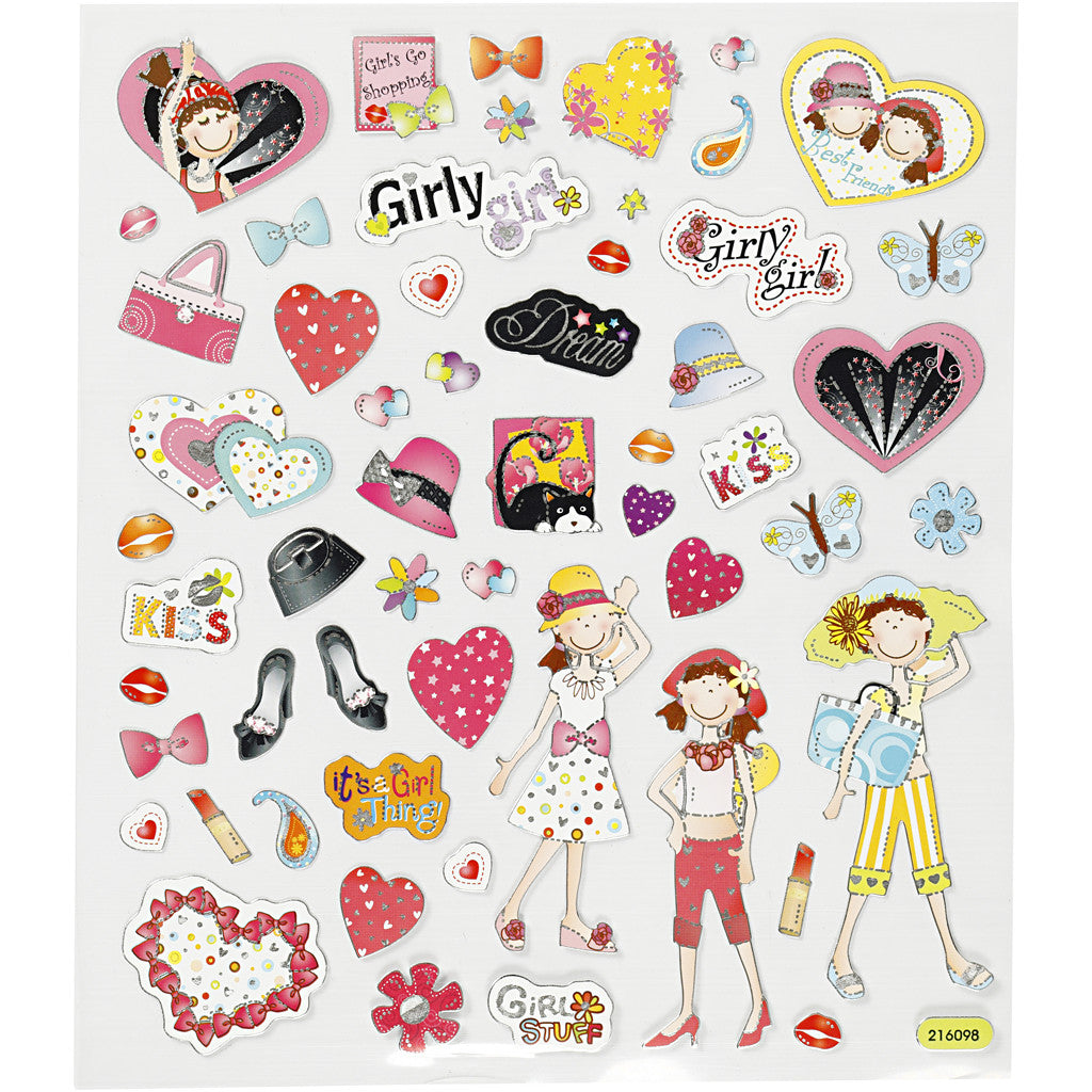 Stickers, girls, sheet 15x16,5 cm, 1 sheet [HOB-27184]