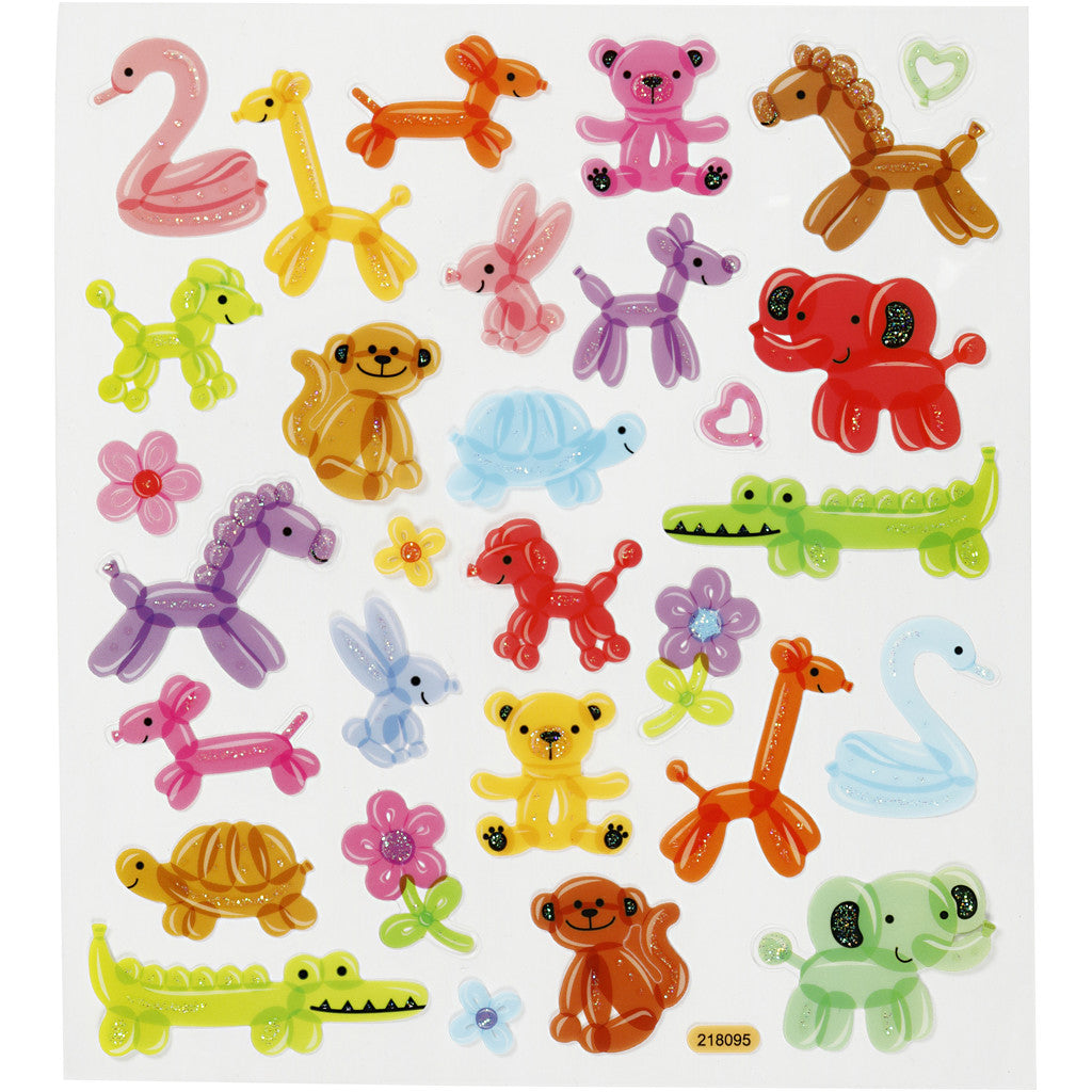 Stickers, balloon animals, sheet 15x16,5 cm, 1 sheet [HOB-27186]