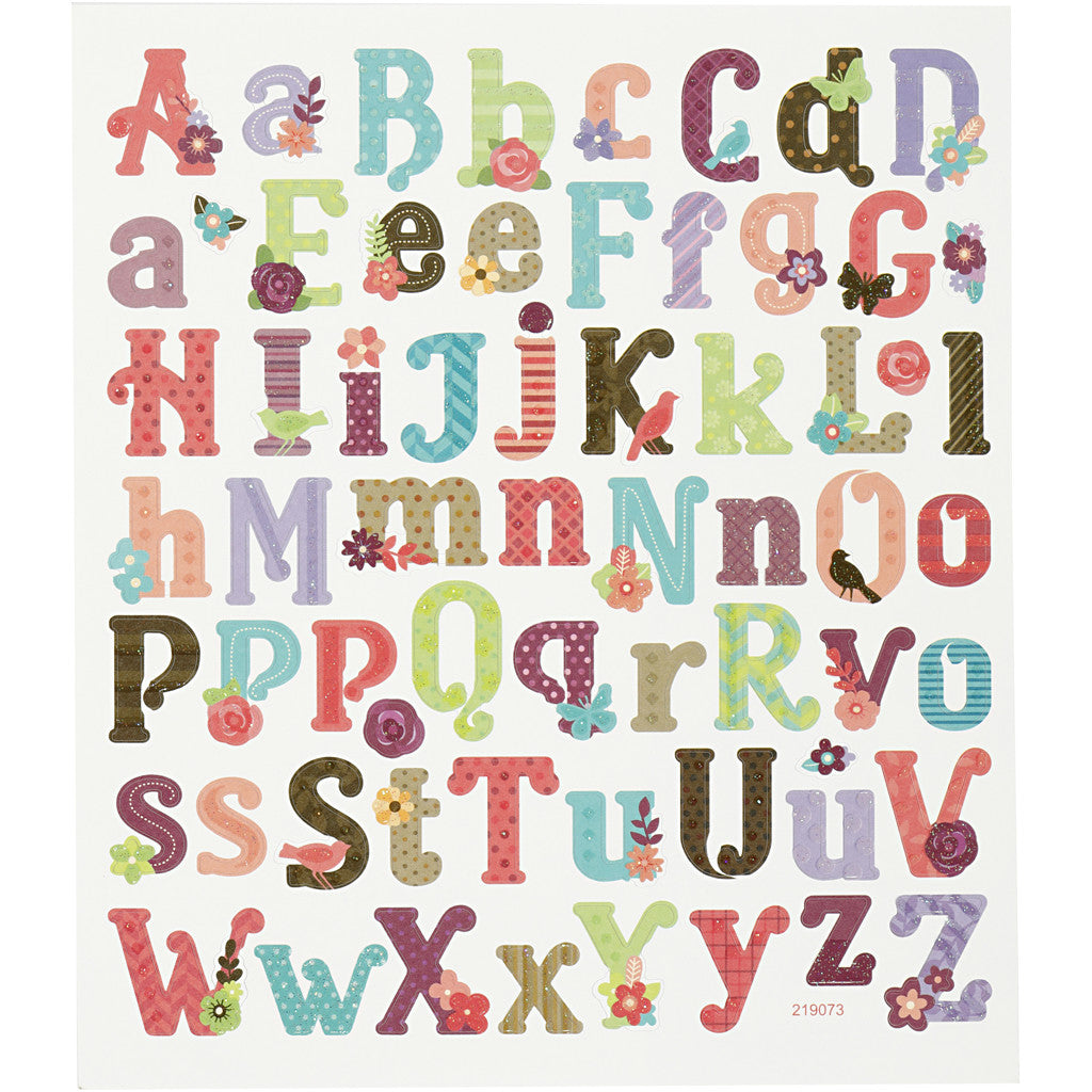 Stickers, alfabeth, sheet 15x16,5 cm, 1 sheet [HOB-27190]