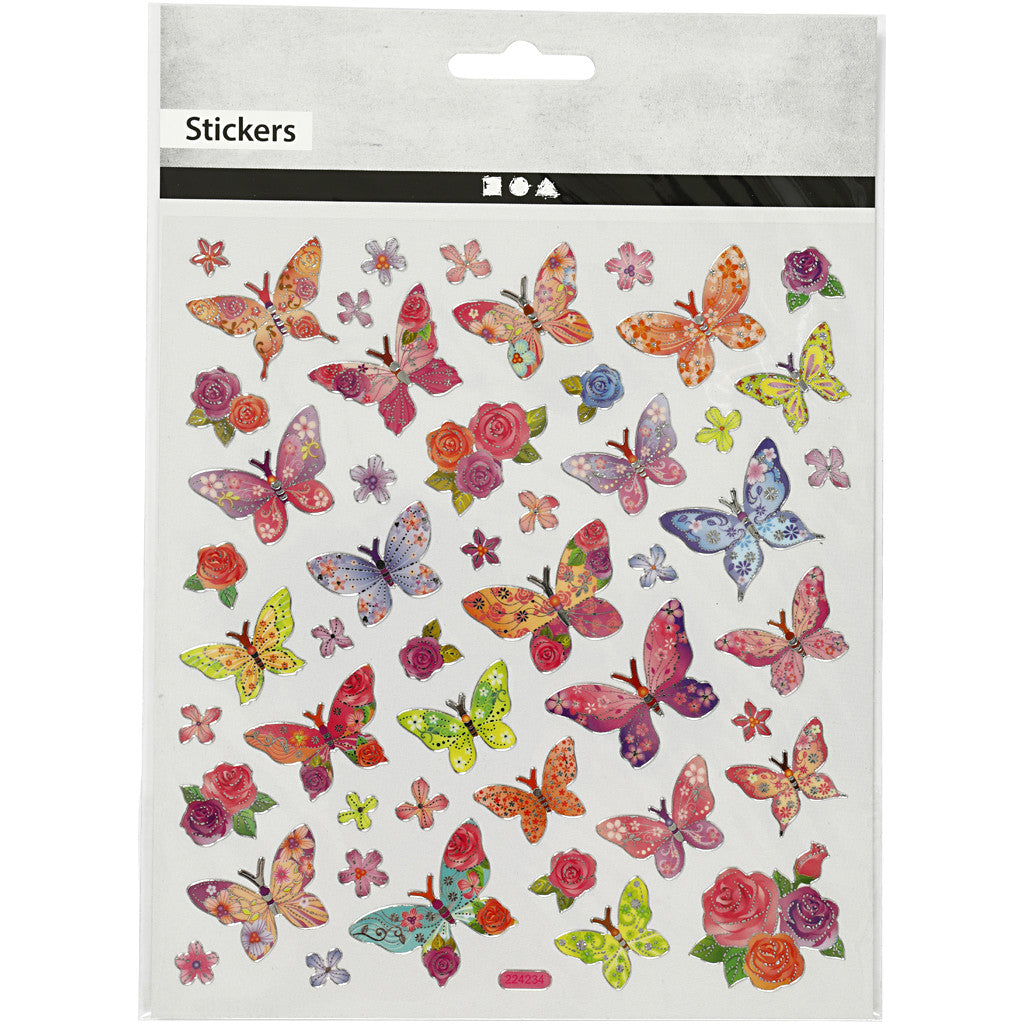 Stickers, butterflies, sheet 15x16,5 cm, 1 sheet [HOB-27195]