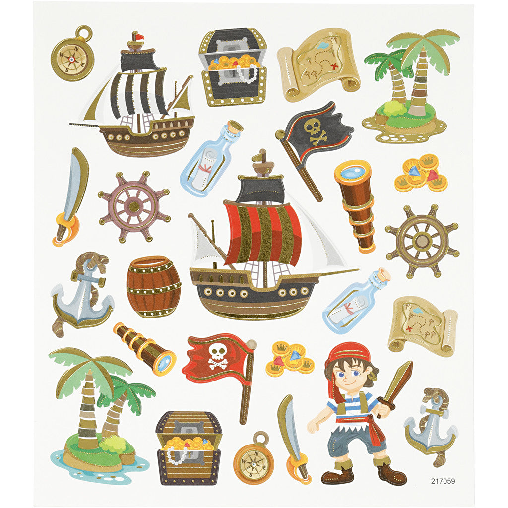 Stickers, pirates, sheet 15x16,5 cm, 1 sheet [HOB-27199]