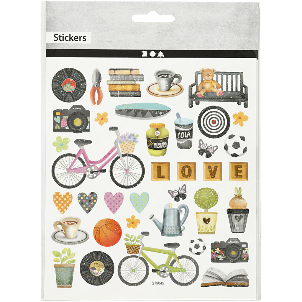 Stickers, spare time, sheet 15x16,5 cm, 1 sheet [HOB-27200]