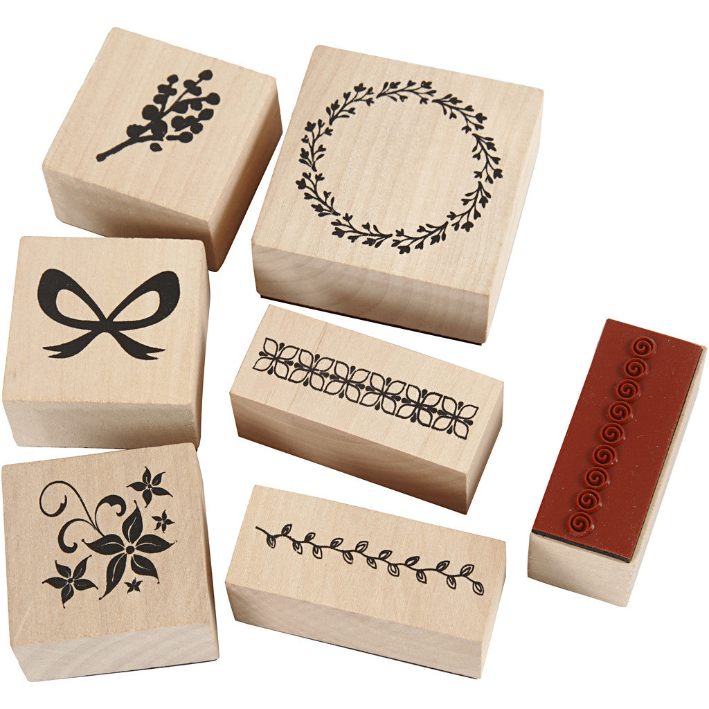 Rubber stamps set, nature, 7 asstd./ 1 pack [HOB-27572]