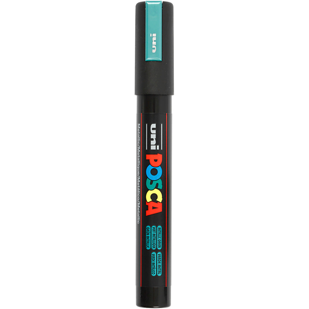 Posca Marker, no. PC-5M, line 2,5 mm, medium, metallic green