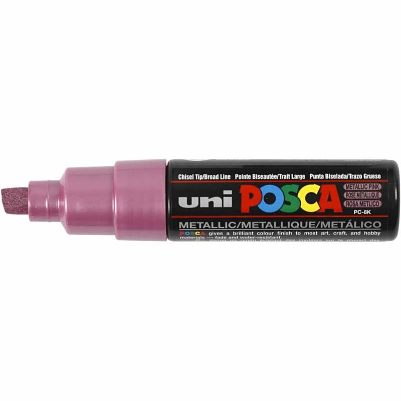 Posca Marker, no. PC-8K, line 8 mm, broad, metallic pink, 1 pc [HOB-278850]