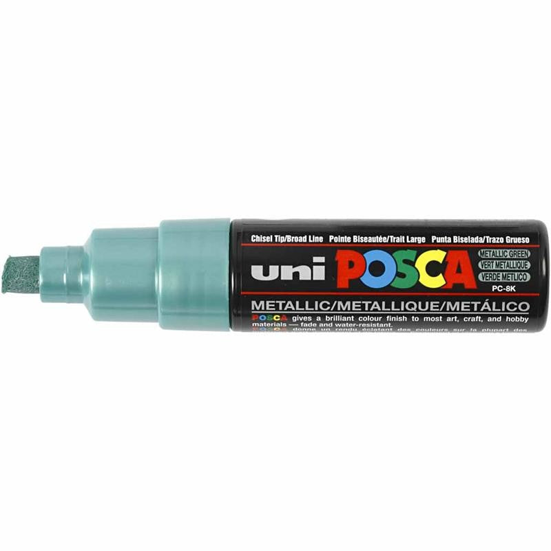 Posca Marker, no. PC-8K, line 8 mm, broad, metallic green, 1 pc [HOB-278870]
