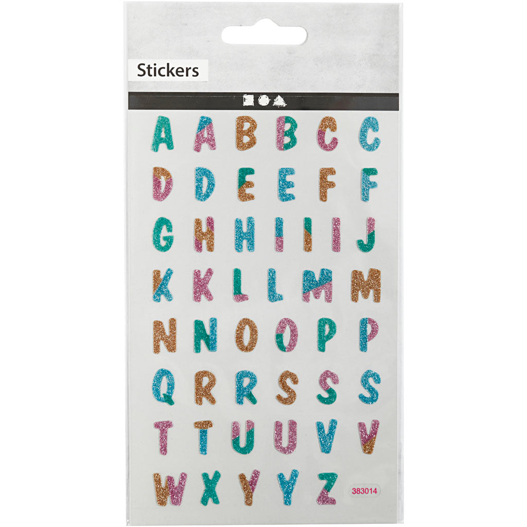 Glitter Stickers, Letters, sheet 10x16 cm, 1 sheet [HOB-280017]