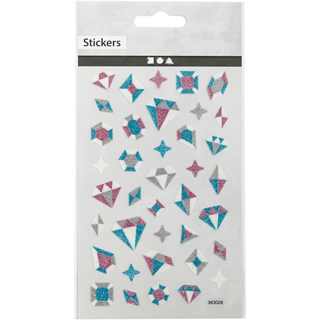 Glitter Stickers, diamonds, sheet 10x16 cm, 1 sheet [HOB-280021]